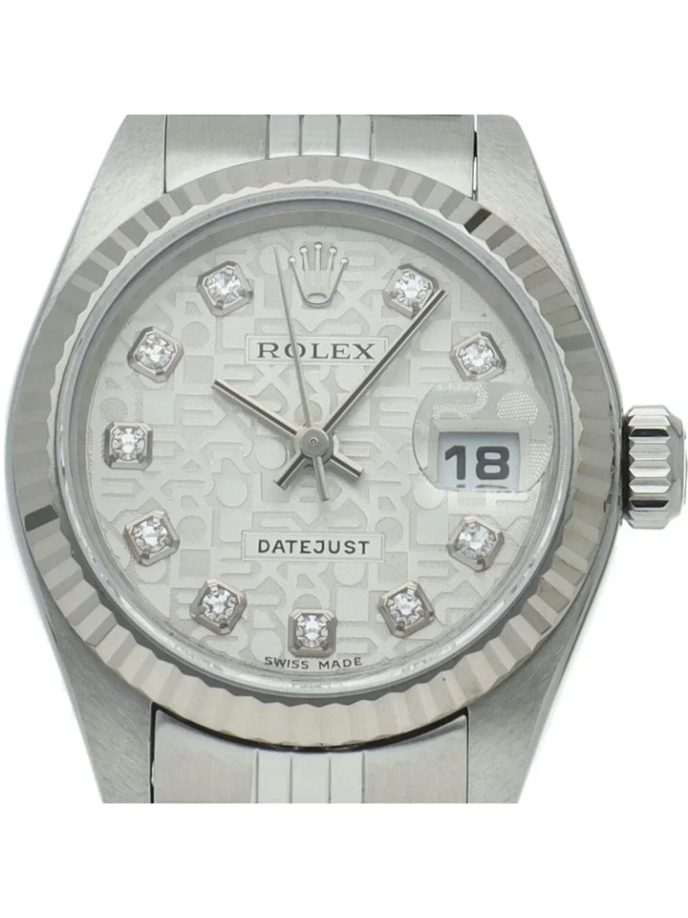 Rolex Datejust Watch Diamond Computer Dial Box 18k White Gold SS